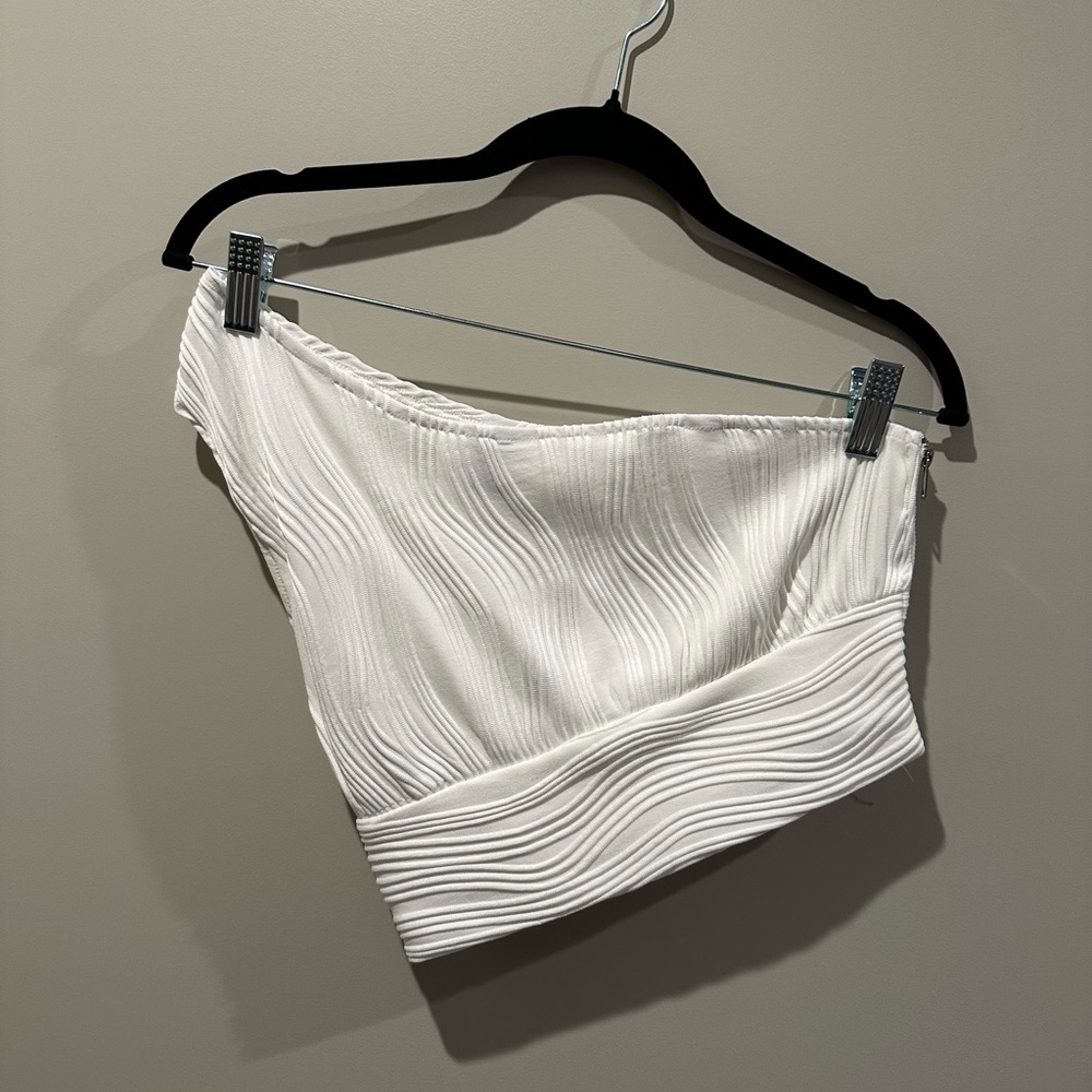 SHEIN One Shoulder Textured Crop Top